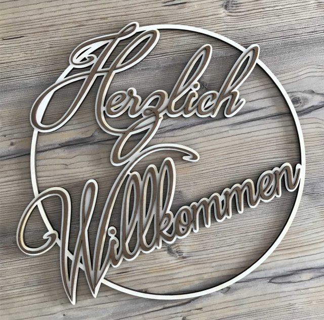 Holzreifen - Türanhänger/Türschild - Herzlich Willkommen