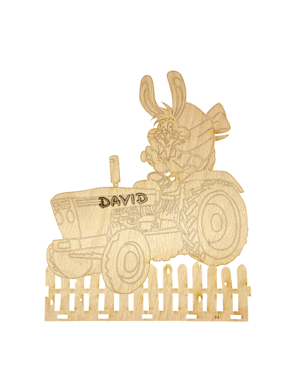 Holz - personalisiertes Osternest - Hase auf Traktor Holz - personalisiertes Osternest - Hase auf Traktor