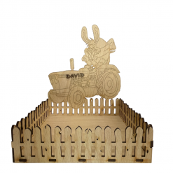 Holz - personalisiertes Osternest - Hase auf Traktor
