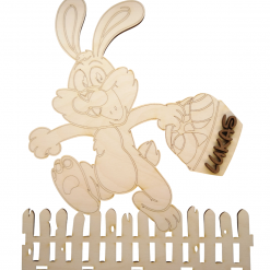 Holz - personalisiertes Osternest - Hase mit Geschenkskorb